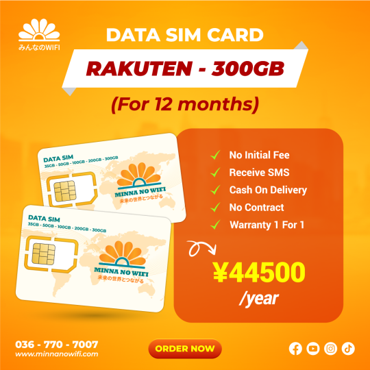 Data Sim For 12 Months: Rakuten - 300GB