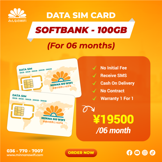 Data Sim For 06 Months: Softbank - 100GB (3.3GB/day)