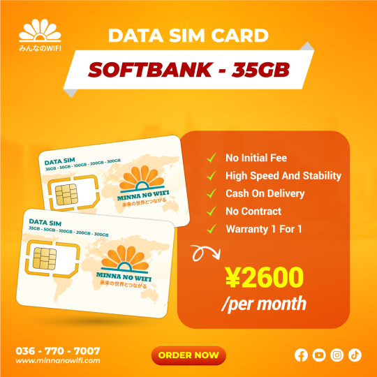 Data Sim Card: Softbank - 35GB