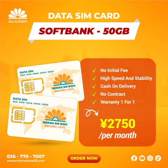Data Sim Card: Softbank - 50GB